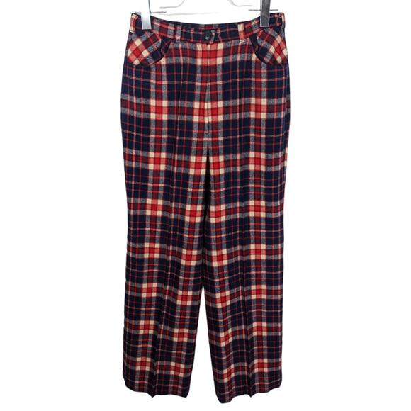 Knockabouts Pendleton Vintage 60's Plaid Wool Pants Wide Leg Red White Blue NWOT - Picture 1 of 9